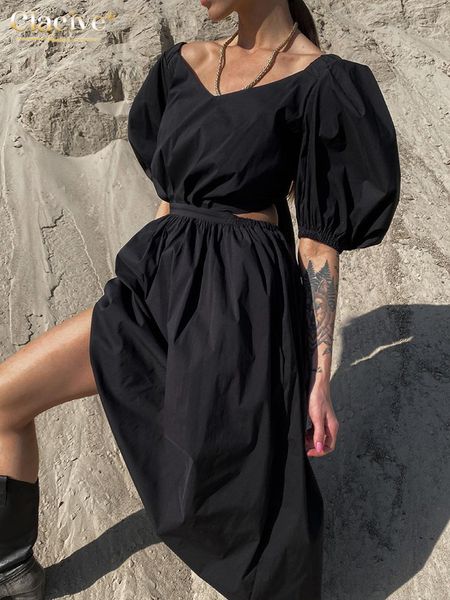 clacive women summer short sleeve black dress elegant loose high waist midi es hollow out backless female 220622, Black;gray
clacive women summer short sleeve black dress elegant loose high waist midi es hollow out backless female 220622, Black;gray