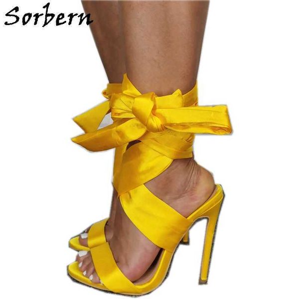 sorbern yellow satin women sandals wide strap high heel stilettos summer shoes ankle strap women shoes size 42, Black
sorbern yellow satin women sandals wide strap high heel stilettos summer shoes ankle strap women shoes size 42, Black