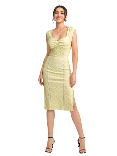 x amiko ditsy floral print circle lace trim ruched split thigh dress n3pt#, Black;gray
x amiko ditsy floral print circle lace trim ruched split thigh dress n3pt#, Black;gray