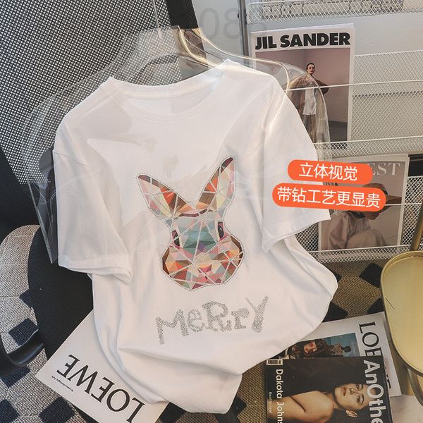 women's t-shirt designer 2022 summer korean version new drill bunny loose short sleeve t-shirt women's fashion gf1b, White
women's t-shirt designer 2022 summer korean version new drill bunny loose short sleeve t-shirt women's fashion gf1b, White