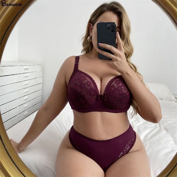 beauwear lace thong set for women plus size string 85d-110d full cup ultra thin underwear femme lingerie 220513, Red;black
beauwear lace thong set for women plus size string 85d-110d full cup ultra thin underwear femme lingerie 220513, Red;black