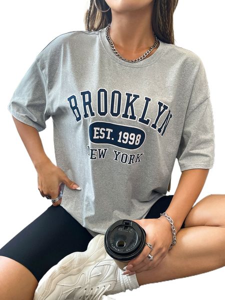 letter graphic drop shoulder tee 50gz#, White
letter graphic drop shoulder tee 50gz#, White