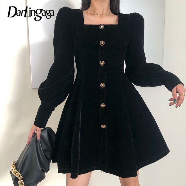 darlingaga fashion elegant black velour buttons winter dress female vintage puff sleeve party dress solid a-line solid clothes, Black;gray
darlingaga fashion elegant black velour buttons winter dress female vintage puff sleeve party dress solid a-line solid clothes, Black;gray