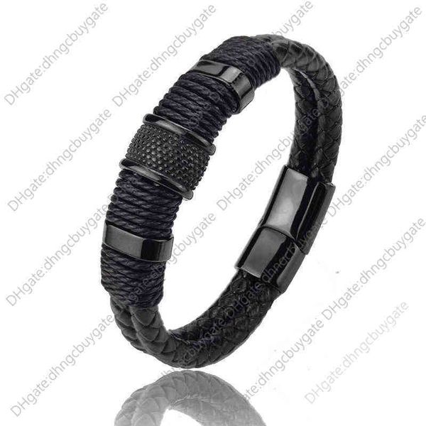 black luxury accessories bracelet men's fashion gift black leather diy combination wild and handsome, Silver
black luxury accessories bracelet men's fashion gift black leather diy combination wild and handsome, Silver