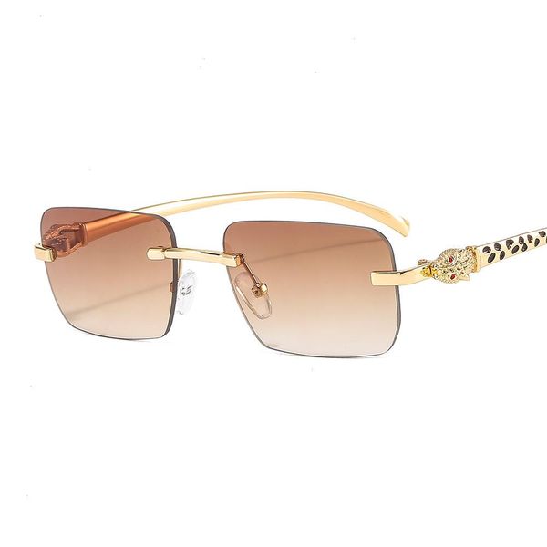 vintage fashion rimless small square sunglasses women men brand designer travel driving metal leopard head sun glasses, White;black
vintage fashion rimless small square sunglasses women men brand designer travel driving metal leopard head sun glasses, White;black