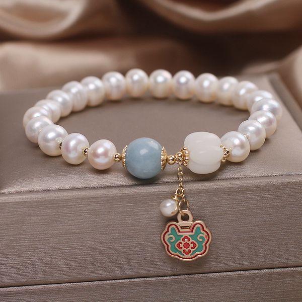 natural freshwater pearl bracelet for chinese style long life chain pendant girlfriends, Golden;silver
natural freshwater pearl bracelet for chinese style long life chain pendant girlfriends, Golden;silver