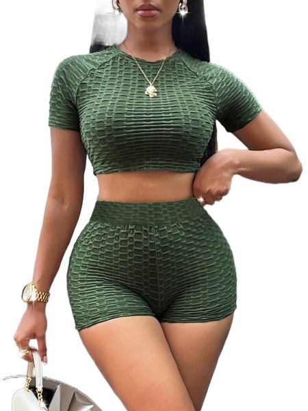 sxy honeycomb raglan sleeve tee & shorts s9h5#, White
sxy honeycomb raglan sleeve tee & shorts s9h5#, White