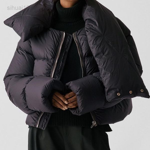 2022 autumn winter scarf collar buffer cropped jackets women oversize thick warm bubble jacket zipper outfit female casual parka l220725, Black
2022 autumn winter scarf collar buffer cropped jackets women oversize thick warm bubble jacket zipper outfit female casual parka l220725, Black