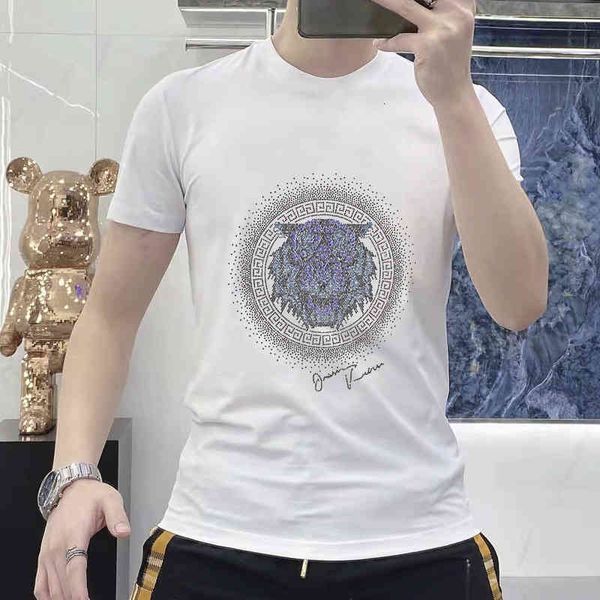 men's polos summer fashion white t-shirt men's high-end printed bottomed shirt thin round neck short sleeve tiger head nail bead 8, White;black
men's polos summer fashion white t-shirt men's high-end printed bottomed shirt thin round neck short sleeve tiger head nail bead 8, White;black