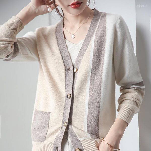 women's knits & tees pure wool cashmere sweater women v-neck cardigans long sleeve patchwork color knitted casual shirt loose size coat, White
women's knits & tees pure wool cashmere sweater women v-neck cardigans long sleeve patchwork color knitted casual shirt loose size coat, White