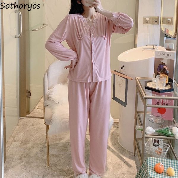 pyjama sets women long sleeves v neck and pants sweet female elegant nightwear spring casual home lounge wear lace nightwear l220803, Black;red
pyjama sets women long sleeves v neck and pants sweet female elegant nightwear spring casual home lounge wear lace nightwear l220803, Black;red
