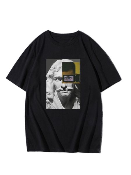 men figure graphic tee 46hs#, White;black
