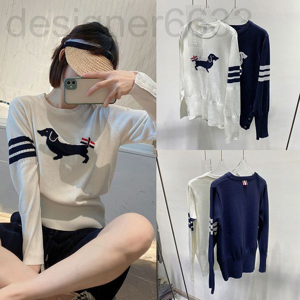 women's knits & tees designer tb spring and summer korean version age reduction college style color matching dog round neck wool long s, White
women's knits & tees designer tb spring and summer korean version age reduction college style color matching dog round neck wool long s, White