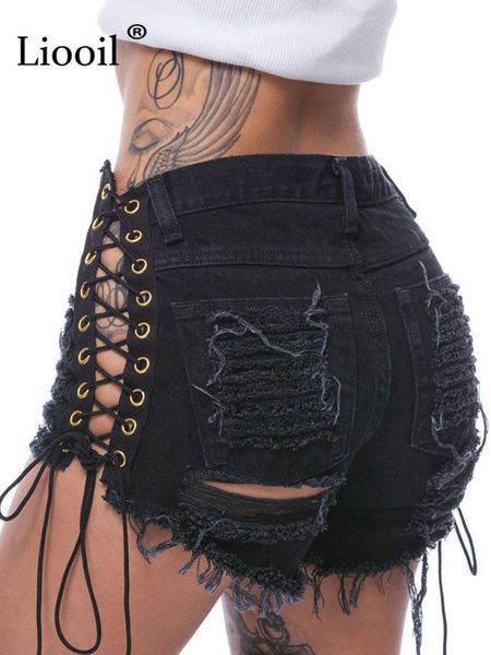liooil tassel ripped denim party rave shorts women club skinny lace up mid waist hole rivet button fly black short jeans 220504, White;black
liooil tassel ripped denim party rave shorts women club skinny lace up mid waist hole rivet button fly black short jeans 220504, White;black