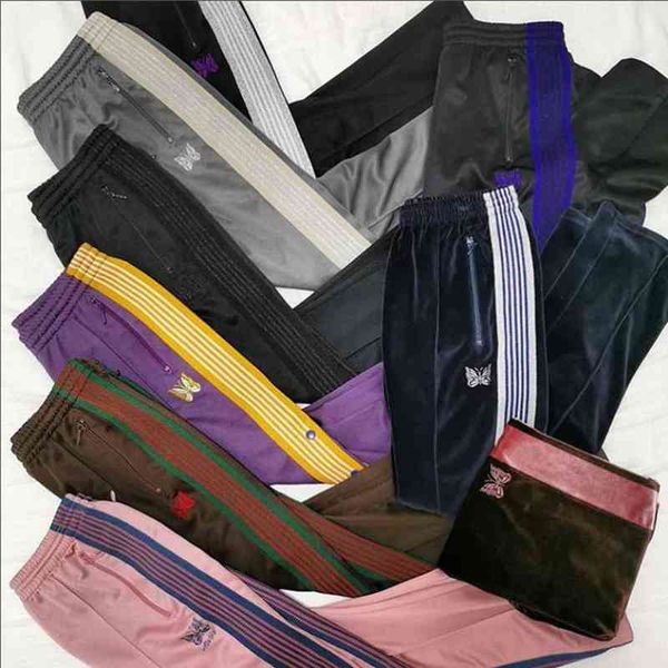 needles awge stripe sweatpants men women high-quality butterfly embroidery black blue velvet awge trousers t220803
needles awge stripe sweatpants men women high-quality butterfly embroidery black blue velvet awge trousers t220803