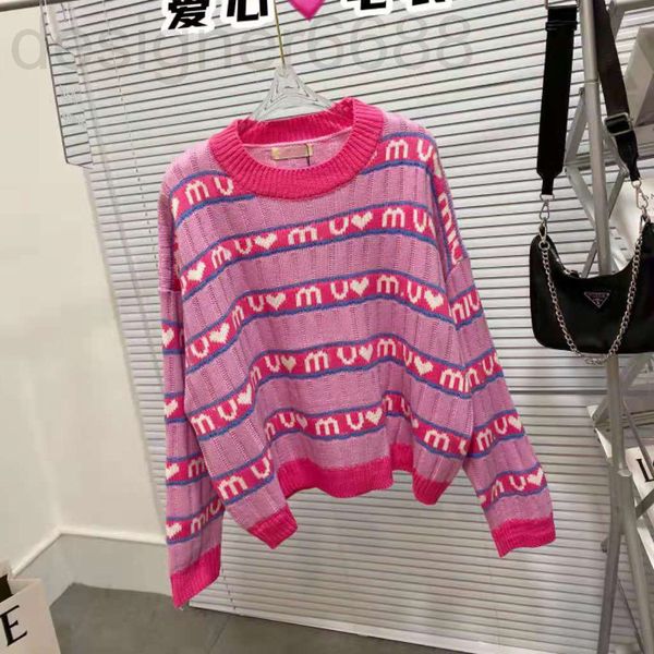 women's sweaters designer chao brand miu + love stripe jacquard fresh and sweet girl heart round neck pullover sweater z39q, White;black 
women's sweaters designer chao brand miu + love stripe jacquard fresh and sweet girl heart round neck pullover sweater z39q, White;black
