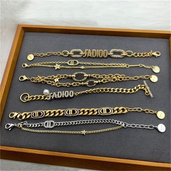 2022 fashion 20% off designer jewelry d family new letter diamond inlaid thick chain double layer women's fashion bracelet, Black
2022 fashion 20% off designer jewelry d family new letter diamond inlaid thick chain double layer women's fashion bracelet, Black