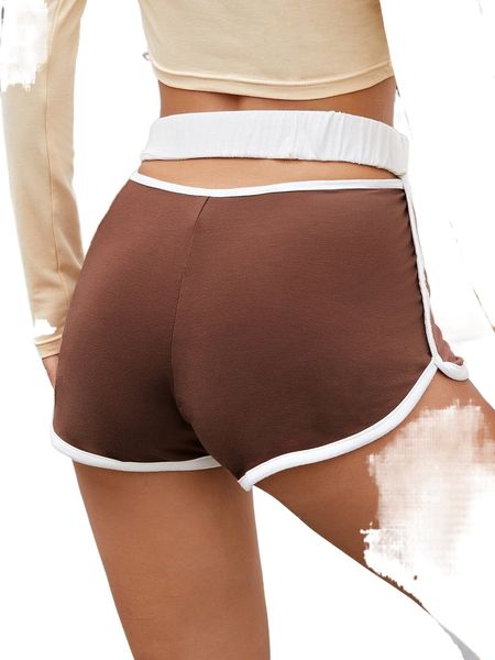 peekaboo contrast binding shorts k0sm#, White;black