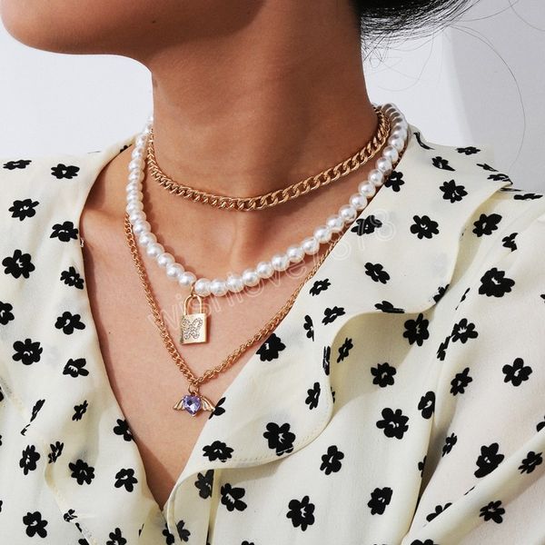 multi layered simulated pearl choker necklace collar statement crystal lock pendant necklace for women girl, Silver
multi layered simulated pearl choker necklace collar statement crystal lock pendant necklace for women girl, Silver
