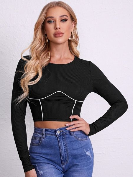 contrast tipping crop tee h0rf#, White
