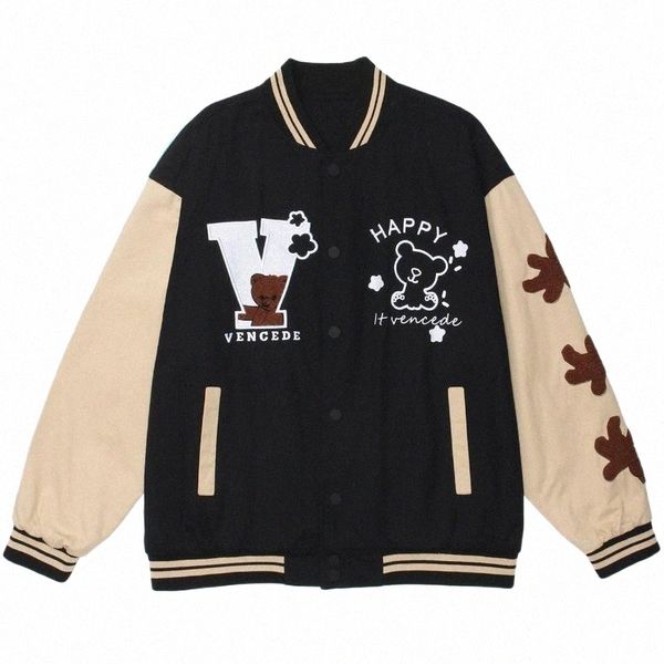 men's jackets varsity women men vintage bear embroidery baseball jacket coat streetwear hip hop loose autumn outwear 13xg#, Black;brown
men's jackets varsity women men vintage bear embroidery baseball jacket coat streetwear hip hop loose autumn outwear 13xg#, Black;brown