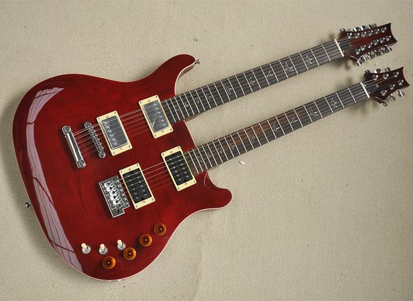 12 and 6 strings double neck electric guitar with rosewood fretboard