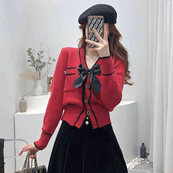women's polos spring xiaoxiangfeng bow knit cardigan designed by minority women red sweater coat fxn7, White
women's polos spring xiaoxiangfeng bow knit cardigan designed by minority women red sweater coat fxn7, White