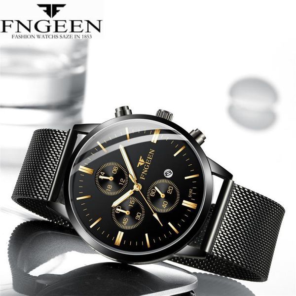 

2020 fngeen series quartz watch men relogio masculino men's watches brand luxury male clock calendar waterproof wristwatch, Slivery;brown