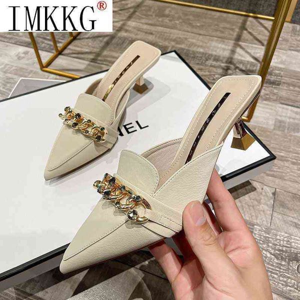 2021 new women slippers mules pointed toe rubber metal chains outsole slides footwear fashion casual lady high heels zapatillas, Black
2021 new women slippers mules pointed toe rubber metal chains outsole slides footwear fashion casual lady high heels zapatillas, Black