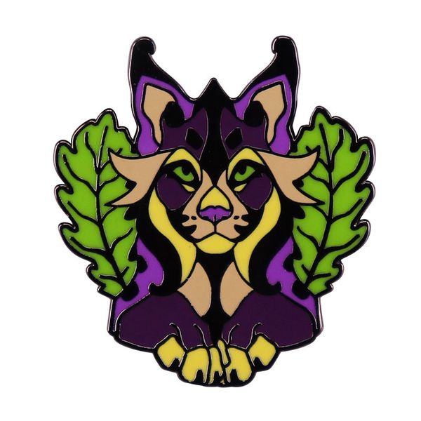 lavender lynx enamel pin badge two symmetrical oak leaves and piercing green eyes brooch, Blue
lavender lynx enamel pin badge two symmetrical oak leaves and piercing green eyes brooch, Blue