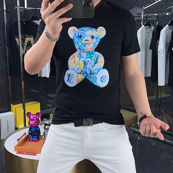summer new short-sleeved men's t shirt bear print round collar cartoon fashionable brand fashion couple outfit large size, White;black
summer new short-sleeved men's t shirt bear print round collar cartoon fashionable brand fashion couple outfit large size, White;black