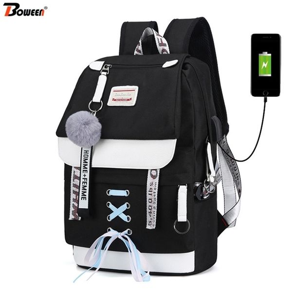 canvas usb school bags for girls teenagers backpack women bookbags black large capacity middle high college teen schoolbag lj201225
canvas usb school bags for girls teenagers backpack women bookbags black large capacity middle high college teen schoolbag lj201225