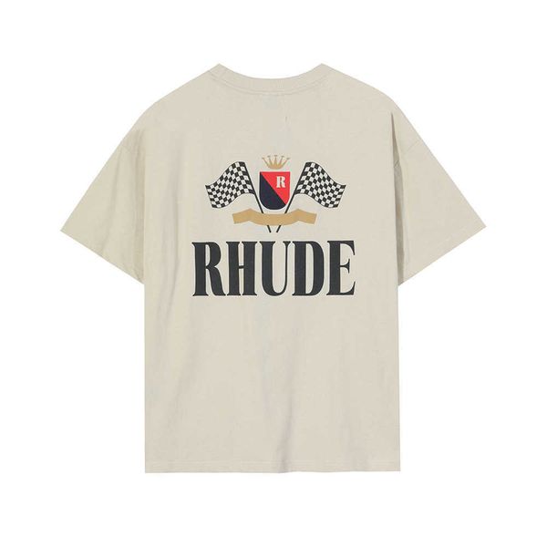 2022 newhigh version rhude plaid champion flag letter print men's loose short sleeve women's couple t-shirt, White;black
2022 newhigh version rhude plaid champion flag letter print men's loose short sleeve women's couple t-shirt, White;black