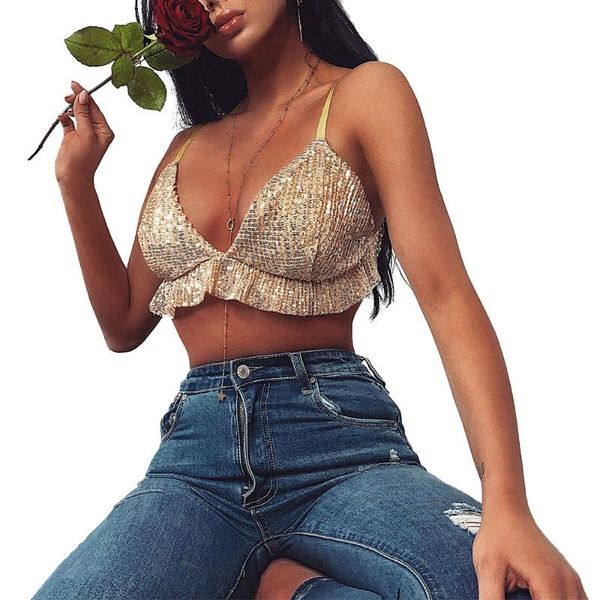 women's tanks & camis brand lady women sleeveless crop gold sequin clubwear sling t-shirt summer clothes, White
women's tanks & camis brand lady women sleeveless crop gold sequin clubwear sling t-shirt summer clothes, White