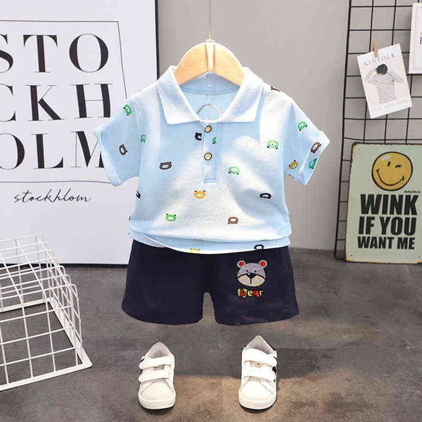 short sleeves polo-shirt + shorts summer baby bear print clothing sets kids children boys outfits suits fit 0-3 years g220509, White
short sleeves polo-shirt + shorts summer baby bear print clothing sets kids children boys outfits suits fit 0-3 years g220509, White