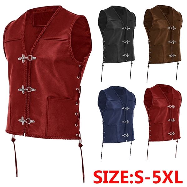 male retro leather single breasted sleeveless men medieval punk knight vest biker motorcycle hip hop waistcoat 220426, White;black
male retro leather single breasted sleeveless men medieval punk knight vest biker motorcycle hip hop waistcoat 220426, White;black