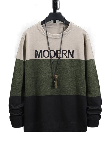 men letter pattern color block sweater q41x#, White;black
men letter pattern color block sweater q41x#, White;black