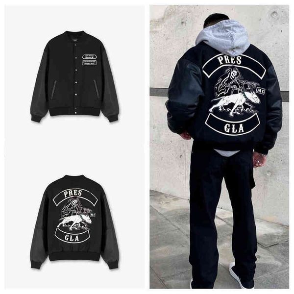 ins hype five autumn and winter new evil dog embroidery stitched leather sleeve baseball suit men's women's jacket cotton, Black;brown
ins hype five autumn and winter new evil dog embroidery stitched leather sleeve baseball suit men's women's jacket cotton, Black;brown