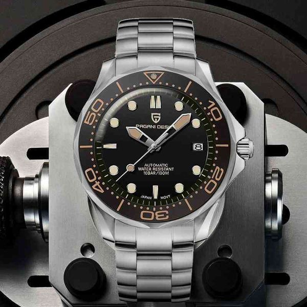 men's mechanical wristwatches luxury automatic watch for men luminous diving steel, Slivery;brown
men's mechanical wristwatches luxury automatic watch for men luminous diving steel, Slivery;brown