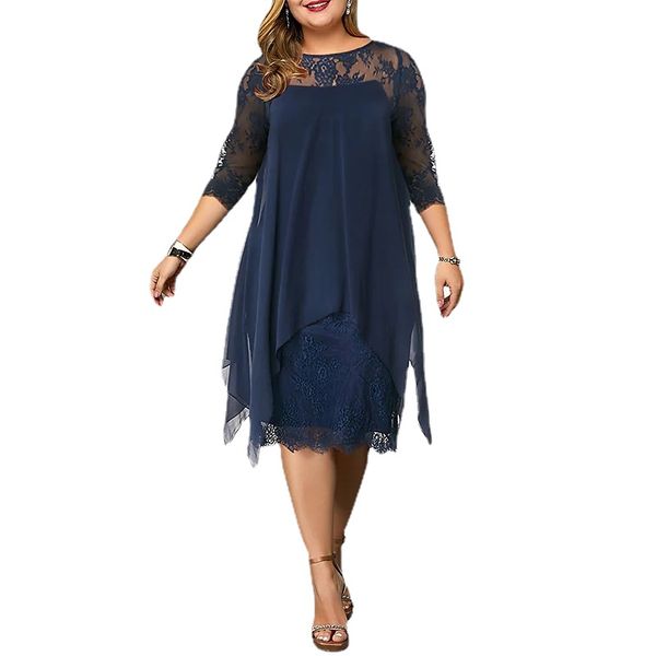 2021 elegant dresses for women stitching three-quarter sleeves mid-length lace chiffon dresses summer 2021 ladies plus size, Black
2021 elegant dresses for women stitching three-quarter sleeves mid-length lace chiffon dresses summer 2021 ladies plus size, Black