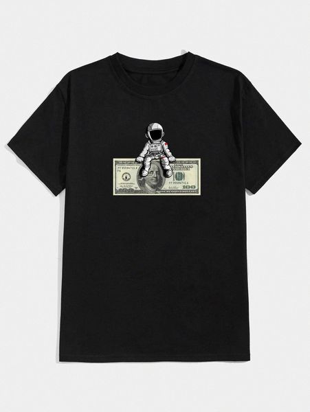 romwe guys spaceman figure graphic tee n80l#, White;black