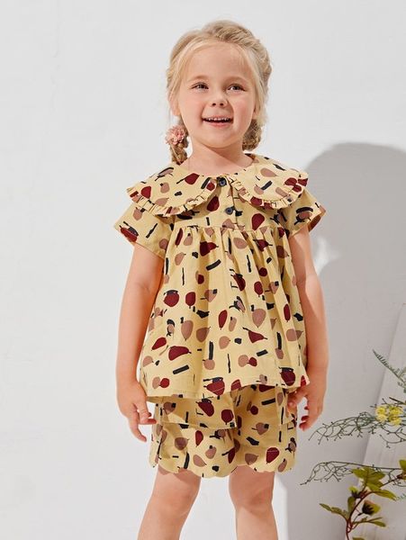 sheen little girl fruit pattern doll collar doll she, White;black