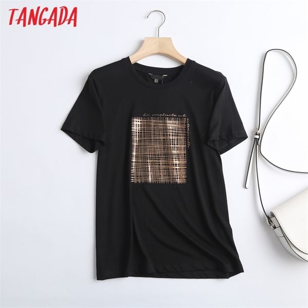 tangada women black letter golden print cotton t shirt short sleeve tees ladies casual tee street wear 6d04 220321, White
tangada women black letter golden print cotton t shirt short sleeve tees ladies casual tee street wear 6d04 220321, White