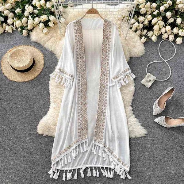 deat spring summer fashion casual bohemian medium length cardigan shirt women's chiffon sweater trend sk719 210709, White
deat spring summer fashion casual bohemian medium length cardigan shirt women's chiffon sweater trend sk719 210709, White