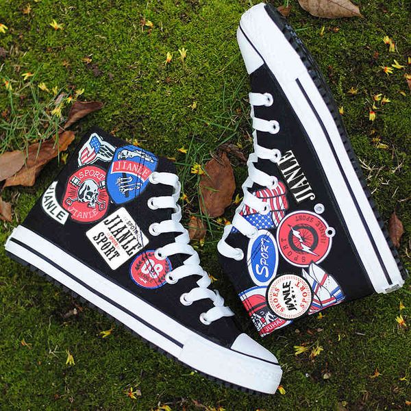 men's high canvas shoes korean fashion graffiti sewing cloth men's board breathable student thick bottom leisure, Black
men's high canvas shoes korean fashion graffiti sewing cloth men's board breathable student thick bottom leisure, Black