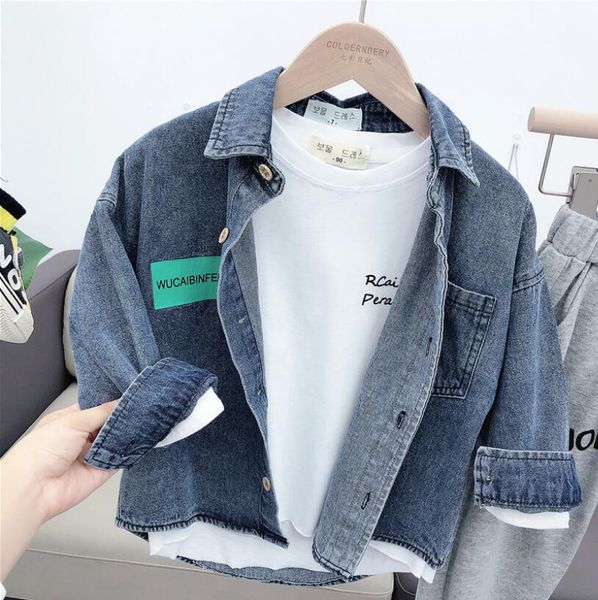children's new soft spring and autumn denim shirt 2022 boys' korean long sleeve baby shirt top, White
children's new soft spring and autumn denim shirt 2022 boys' korean long sleeve baby shirt top, White