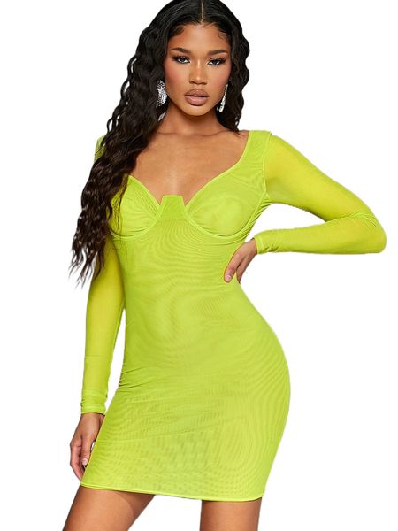 long sleeve bust wire bodycon dress o6l3#, Black;gray
long sleeve bust wire bodycon dress o6l3#, Black;gray