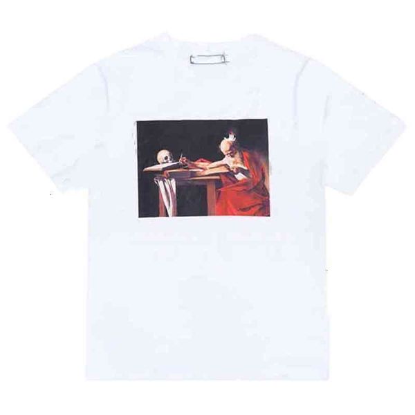 off men's t shirts trendy style white religious oil painting ow short t-shirt and women's loos, White;black
off men's t shirts trendy style white religious oil painting ow short t-shirt and women's loos, White;black
