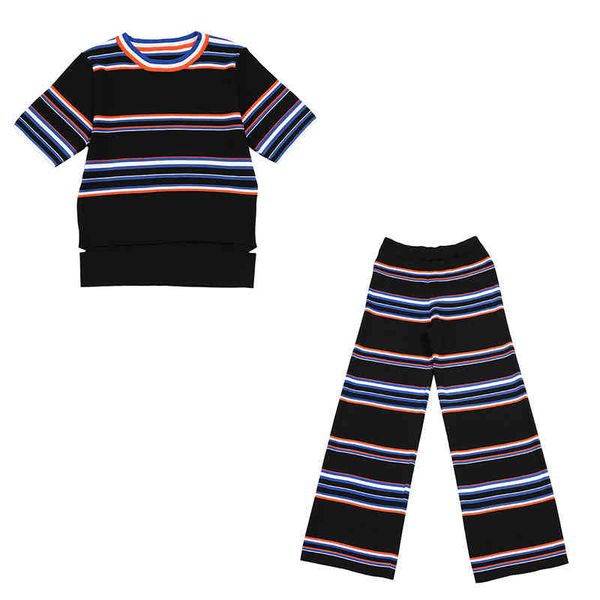 two piece dress spring and summer women's wear pullover short sleeve contrast color stripe slim fit knitted trousers two-piece set xadf, White
two piece dress spring and summer women's wear pullover short sleeve contrast color stripe slim fit knitted trousers two-piece set xadf, White