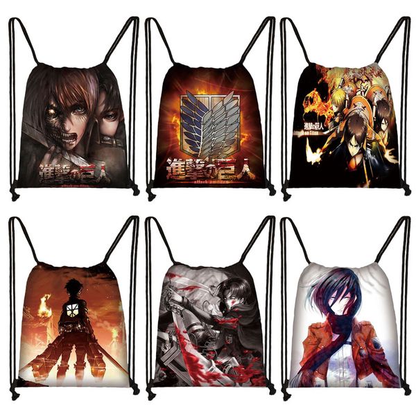 anime attack on titan drawstring bag women shopping bags levi mikasa eren girls boys portable backpack travel bags
anime attack on titan drawstring bag women shopping bags levi mikasa eren girls boys portable backpack travel bags